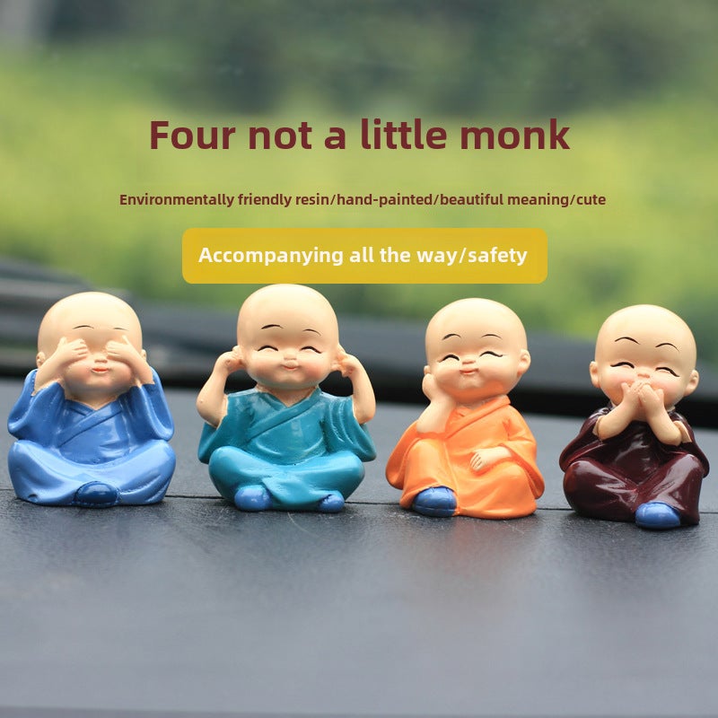 Generic Zen Resin Monk Figurines Car Ornaments Four no monks a set