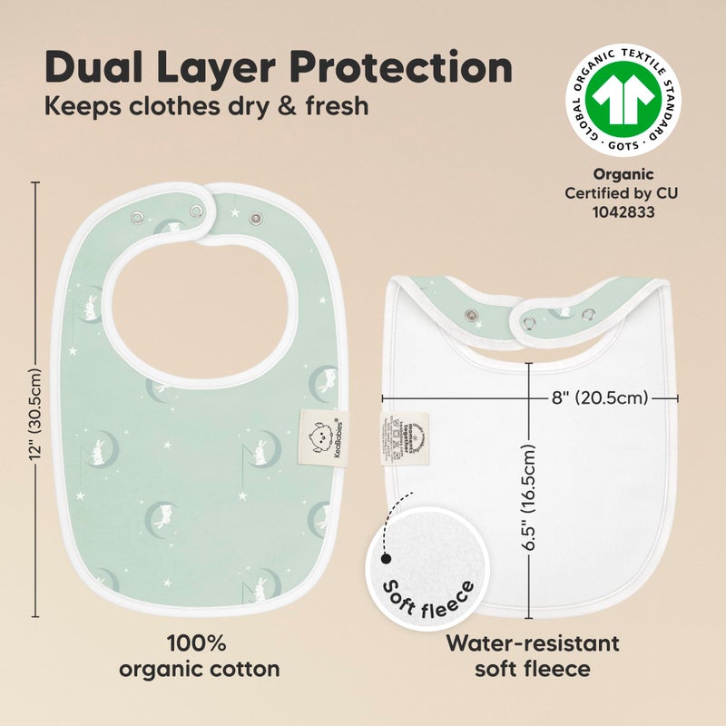 KeaBabies 8-Pack Organic Baby Bibs for Boys, Girls - Soft Cotton Drooling and Teething Bibs for Baby Girl & Boy, Extra Absorbent, Easy to Clean & Put On for Toddler, Newborn, Infant 0-24 Months (Lunaris) - Image 3