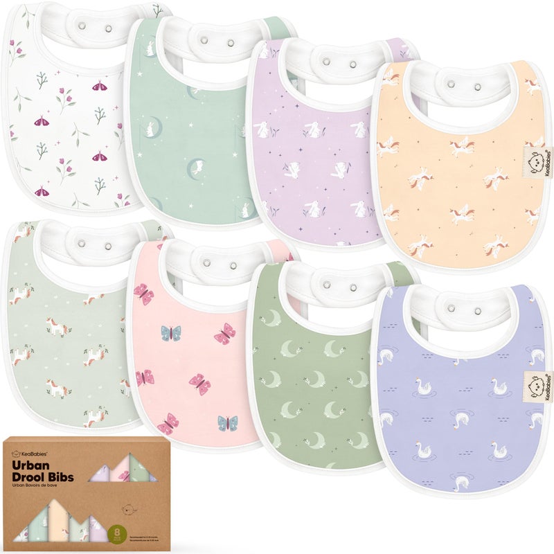 KeaBabies 8-Pack Organic Baby Bibs for Boys, Girls - Soft Cotton Drooling and Teething Bibs for Baby Girl & Boy, Extra Absorbent, Easy to Clean & Put On for Toddler, Newborn, Infant 0-24 Months (Lunaris) - Image 1