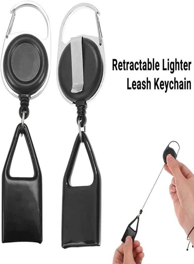 SelHeng 2Pcs Pants Lighter Clip, Retractable Belt, Anti Lost Retractable Keychain Belt, Lighter Leash for Fishing Hiking,Lighter Protective Cover for Camping，House Supplies (Black) - Image 4
