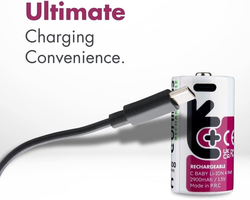 Uniross Lithium USB-C Rechargeable Batteries (C, Pack of 2) - Image 3
