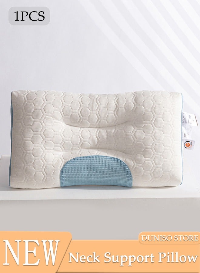 DUNISO 1PCS Super Comfort Ergonomic Pillow for Neck Head and Shoulder Pain Relief Contour Support Pillows for Bed Sleeping Orthopedic Cervical Spine Stretch Pillow for Side Back Stomach Sleeper - Image 1