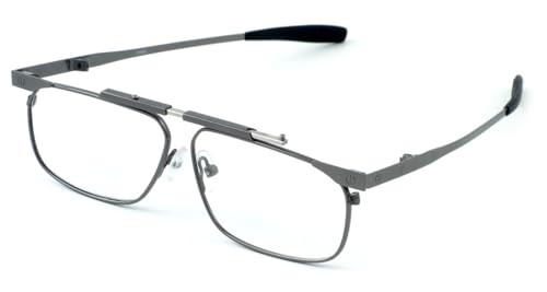 Calabria FAST-FOLD Metal Folding Reading Glasses +1.25 Pewter Men Women Foldable Pocket Readers Travel Thin Compact w/Case - Image 2
