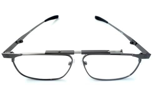 Calabria FAST-FOLD Metal Folding Reading Glasses +1.25 Pewter Men Women Foldable Pocket Readers Travel Thin Compact w/Case - Image 4