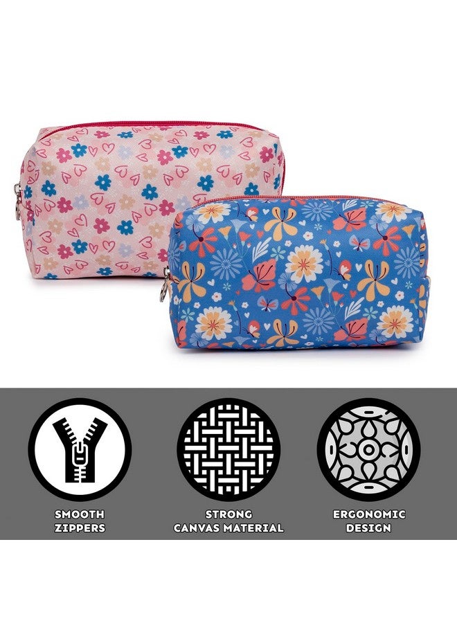 QIPS All-in-One Combo Travel Organizer Pouch: Makeup Pouch, Cosmetic Bag, Gadget Organizer, Toiletry Bag, Medicine Kit & More |Blush & Light Blue| - Image 2
