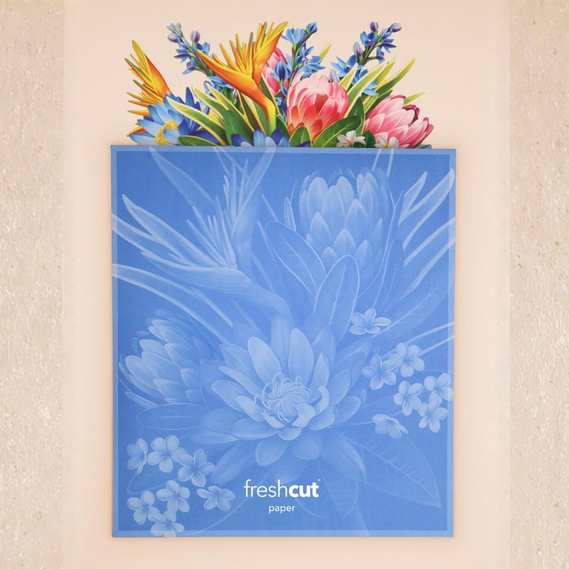Freshcut Paper Tropical Paradise Pop Up Cards, 12 Inch Life Sized Forever Flower Bouquet 3D Popup Greeting Card, Birthday Cards, Anniversary Card, Blank Notecard & Envelope - Image 4