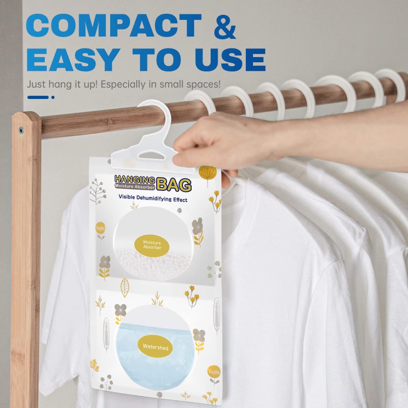 Vacplus Moisture Absorbers, Hanging Closet Dehumidifier Bags, Humidity Packs, Desiccant, Closet Dehumidifiers with Fragrance Free, 10 Pack, 9.8 OZ - Image 4