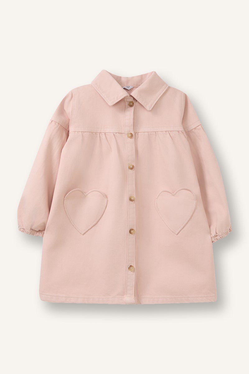 DeFacto Pink BabyGirl Baby Girl Long Sleeve Cotton Dress Casual - Image 1