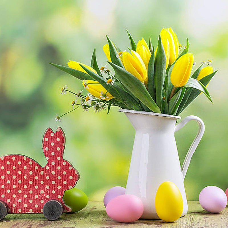 Pseutio 28pcs Yellow Flowers Artificial Tulip Stems Real Feel PU Tulips for Easter Spring Wreath Wedding Bouquet Centerpiece Floral Arrangement Cemetery Table DÃ©cor 13" Tall - Image 4