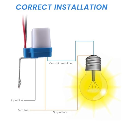 Serplex® 5Pcs Photocell Switch AC 220V 10A Automatic Dusk-to-Dawn Photoswitch Auto On/Off Photocell Light Sensor Switch Photocell Control Light Sensor for for Pathway, Porch, Stair, and Home Lighting - Image 3