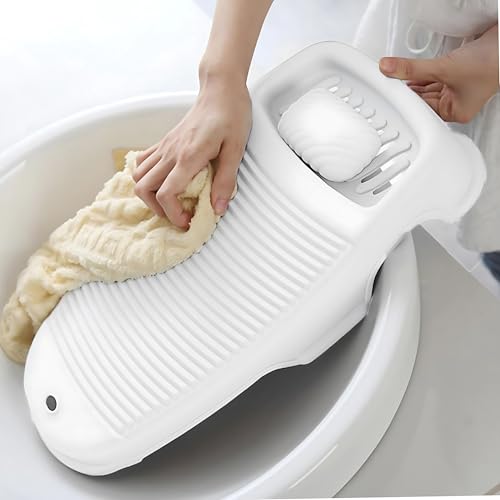 Hian Hand Wash Scrubbing Pad | 37 x 17.5 x 6.5 cm, Off-White, Pack of 1 | Anti-Skid Plastic with Built-in Soap Holder | Water-Saving & Gentle on Fabrics | Ideal for Kid Clothes, Shirts & Hand Towels - Image 5