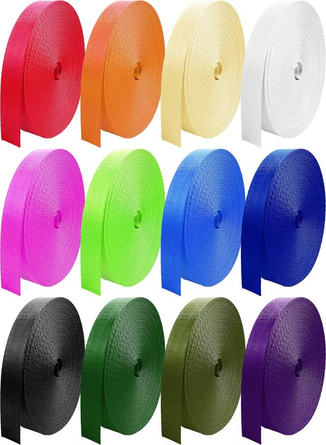 Grosun 12 Rolls Nylon Webbing 1 inch 1.5 inch 2 inch Nylon Strap Webbing Straps Backpack Straps Nylon Belt, 10 25 50 3.3 Yards Webbing Strapping - Image 1