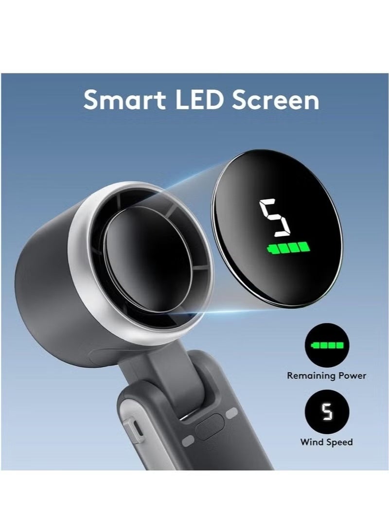 كيلا مروحة صغيرة محمولة باليد، مروحة تبريد قابلة للطي، مروحة توربو قوية، بطارية 9000 مللي أمبير وسرعة 50000 دورة في الدقيقة، مروحة شخصية قابلة لإعادة الشحن عبر USB مع 5 سرعات، شاشة رقمية للنساء والرجال للسفر والتخييم في الهواء الطلق - Image 4