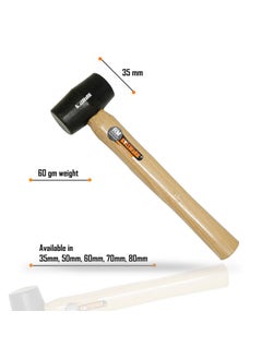 Bullwark Bullwark Rubber Hammer 35mm 60g Weight Nitrile Rubber Hardwood Handle  - Image 4