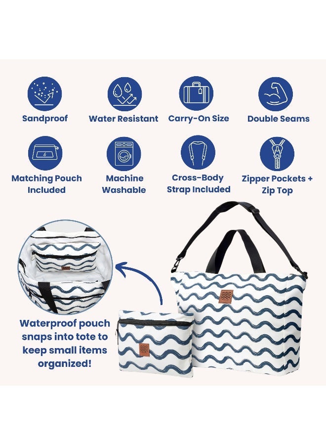 Packable Beach Tote Bag with Waterproof Pouch, Foldable Travel Shoulder Bag for Women - Image 4