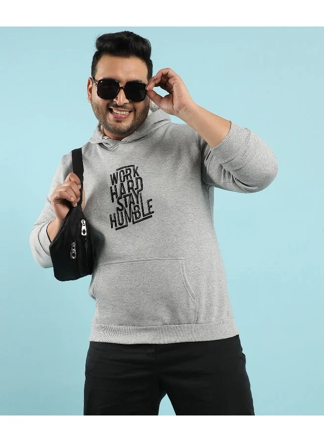 انستافاب بلس هودي رجالي رمادي فاتح للعمل بعبارة اعمل بجد، ابق متواضعًا