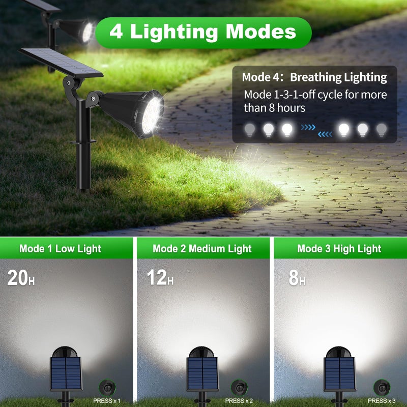 Tadyreal Solar Lights Outdoor Waterproof IP65 180Â° Adjustable Solar Powered Landscape Spot Lights for Yard 4 Lighting Modes Spotlights for Pathway Garden Outside Wall Pool Porch (8 Pack, Cool White) - Image 3