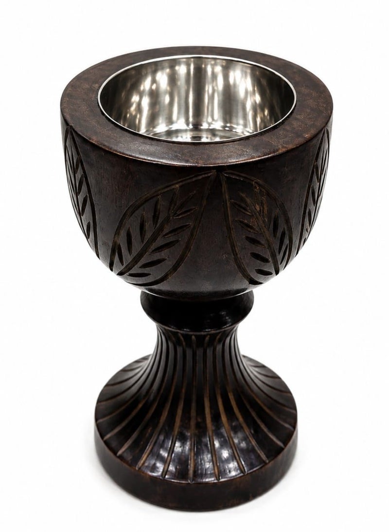 رادین مبخرة بخور من خشب الشيشام مع وعاء داخلي من الفولاذ المقاوم للصدأ | حامل بخور عود مصنوع يدوياً | مبخرة مزخرفة - Image 1