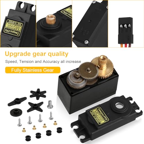 Beffkkip 6PCS MG995 55g Servo RC Servos Digital High Speed Torque Servo Motor Metal Gear Servo Waterproof for Futaba JR RC Car Airplane Helicopter Mechanical Arm Control Angle 180 - Image 5
