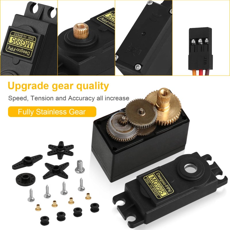 Beffkkip 6PCS MG995 55g Servo RC Servos Digital High Speed Torque Servo Motor Metal Gear Servo Waterproof for Futaba JR RC Car Airplane Helicopter Mechanical Arm Control Angle 180 - Image 3