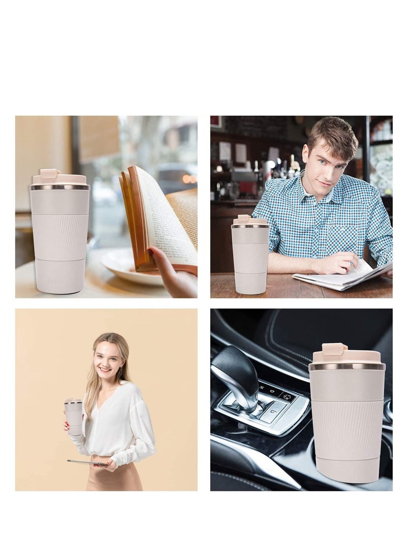 UPSCALE - Insulated Coffee Flask, Cup, Mug with Leak Proof Lid - Vacuum Insulation Stainless Steel for Hot & Cold Water Coffee & Tea Black , Anti slip design 380ml : White - Image 1