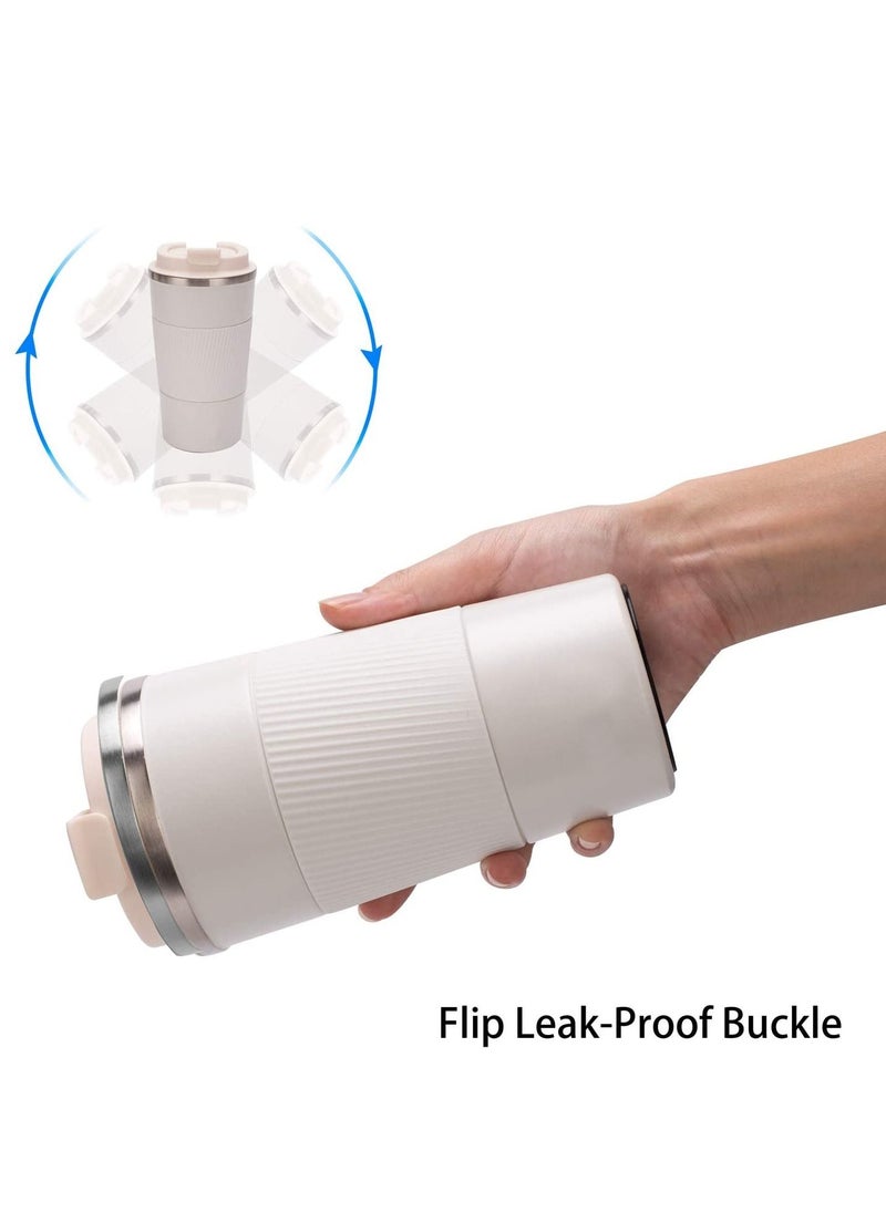 UPSCALE - Insulated Coffee Flask, Cup, Mug with Leak Proof Lid - Vacuum Insulation Stainless Steel for Hot & Cold Water Coffee & Tea Black , Anti slip design 380ml : White - Image 1