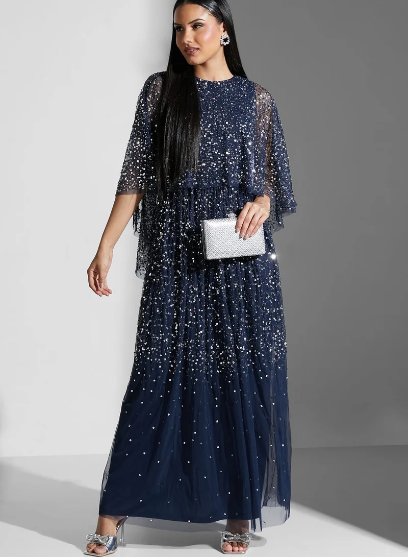 Frock and Frill Ruffle Sleeve Sequin Detail Dress