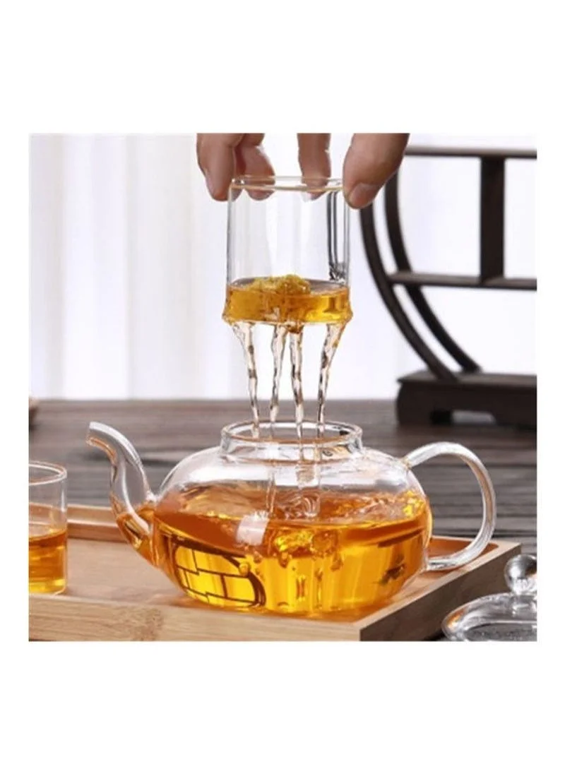 1Chase Glass Teapot with Burner and Good Morning Printed Glass 2 Pcs set