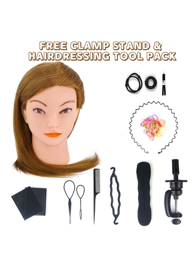 MYSWEETY Mannequin Head with 100% Human Hair, MYSWEETY Doll Head for Hair Styling, Manikin Head Cosmetology Makeup Hairdressing Training Head with Clamp Holder and Tools(18" Brown, Makeup) - Image 5
