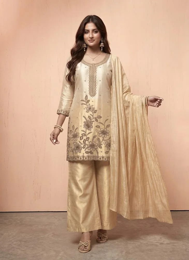 Viny VINY Ivory Floral Embroidered Suit Set – Women's Indian Ethnic Wear