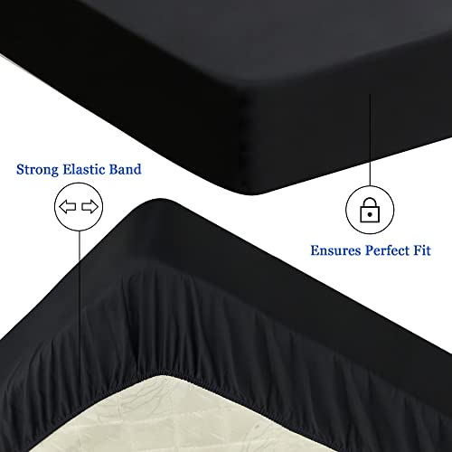 Sufdari Mattress Protector,Waterproof 18" Deep Pocket Mattress Cover Fitted Sheet Style with Elastic Rubber Band,Washable and Easy Care-Black,Queen - Image 4