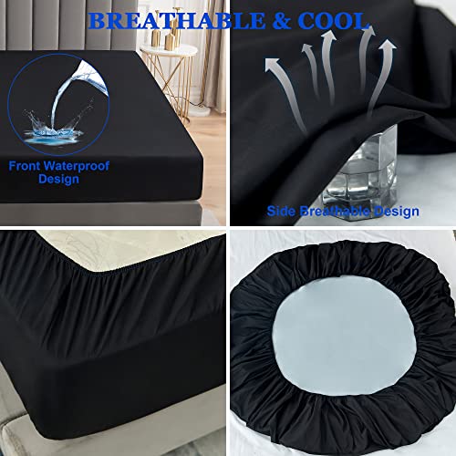Sufdari Mattress Protector,Waterproof 18" Deep Pocket Mattress Cover Fitted Sheet Style with Elastic Rubber Band,Washable and Easy Care-Black,Queen - Image 5