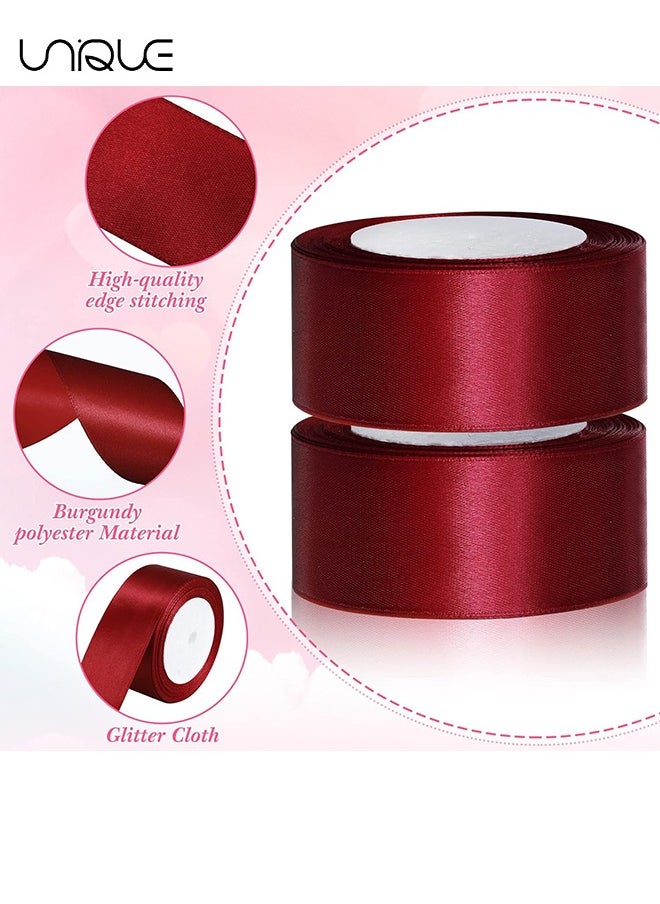 Unique Burgundy Satin Ribbon, 1-1/2 Inches x 25 Yards Fabric Satin Ribbon for Gift Wrapping, Crafts, Hair Bows Making, Wreath, Wedding Party Decoration and Other Sewing Projects  - Image 3