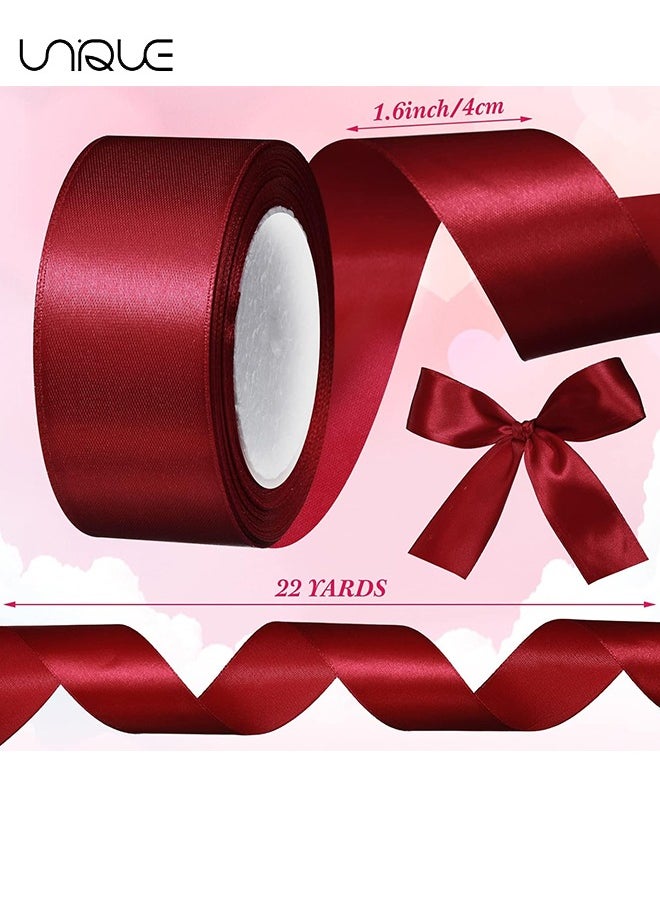 Unique Burgundy Satin Ribbon, 1-1/2 Inches x 25 Yards Fabric Satin Ribbon for Gift Wrapping, Crafts, Hair Bows Making, Wreath, Wedding Party Decoration and Other Sewing Projects  - Image 2