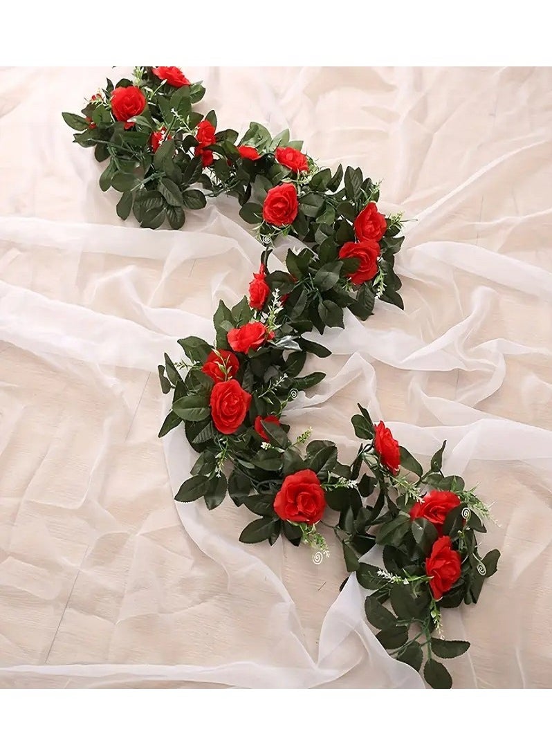 3pcs Artificial Red Rose Branches - An Elegant Touch of Timeless Beauty - artificial rose branches, artificial red roses, flower decor, party decorations, wedding decorations, home decor, garden decor, gifts, birthday, Halloween, Valentine's Day, Mother's Day.