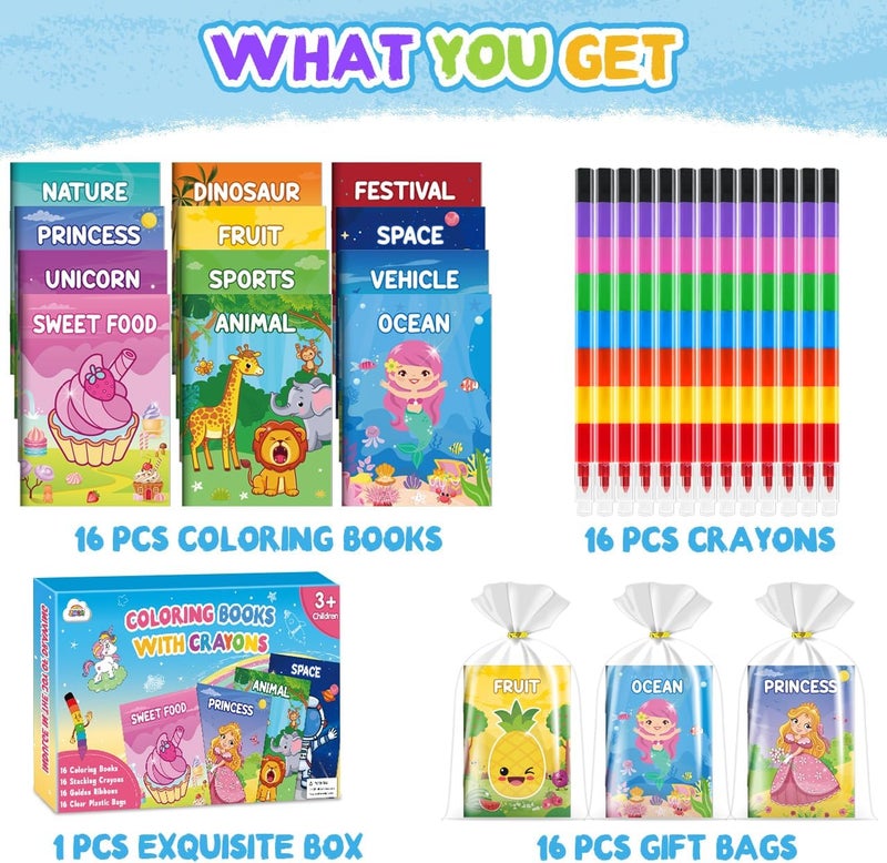 ZMLM Set product combo compatible Coloring Books for Kids Party Favors: Bulk Crayons Mini Coloring Books for Kids Ages 4-8 Birthday Goodie Bags Stuffers Toddlers Return Gifts Classroom Prizes (Classic, 16) Quick use-switch compatible build - Image 3