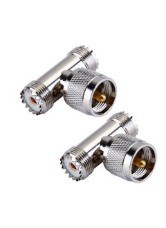 SUNSAR 2-Pack UHF Male to UHF Female Tee Connectors, Pl259 Tee Connector pl259 Coaxial Cable Adapters SO239 Splitter for Coaxial Cable HT Ham Radio CB Antenna  - Image 1
