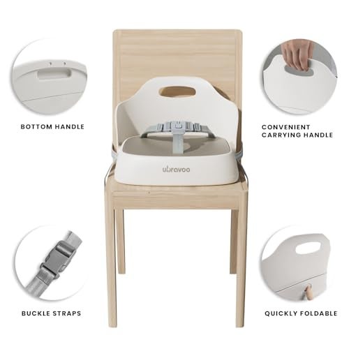 UBRAVOO Baby Booster Seats, Toddler Booster Seat for Dining Table with Adjustable Straps, Portable Compact Portable Baby Chair for Dining and Travel (Khaki) - Image 4