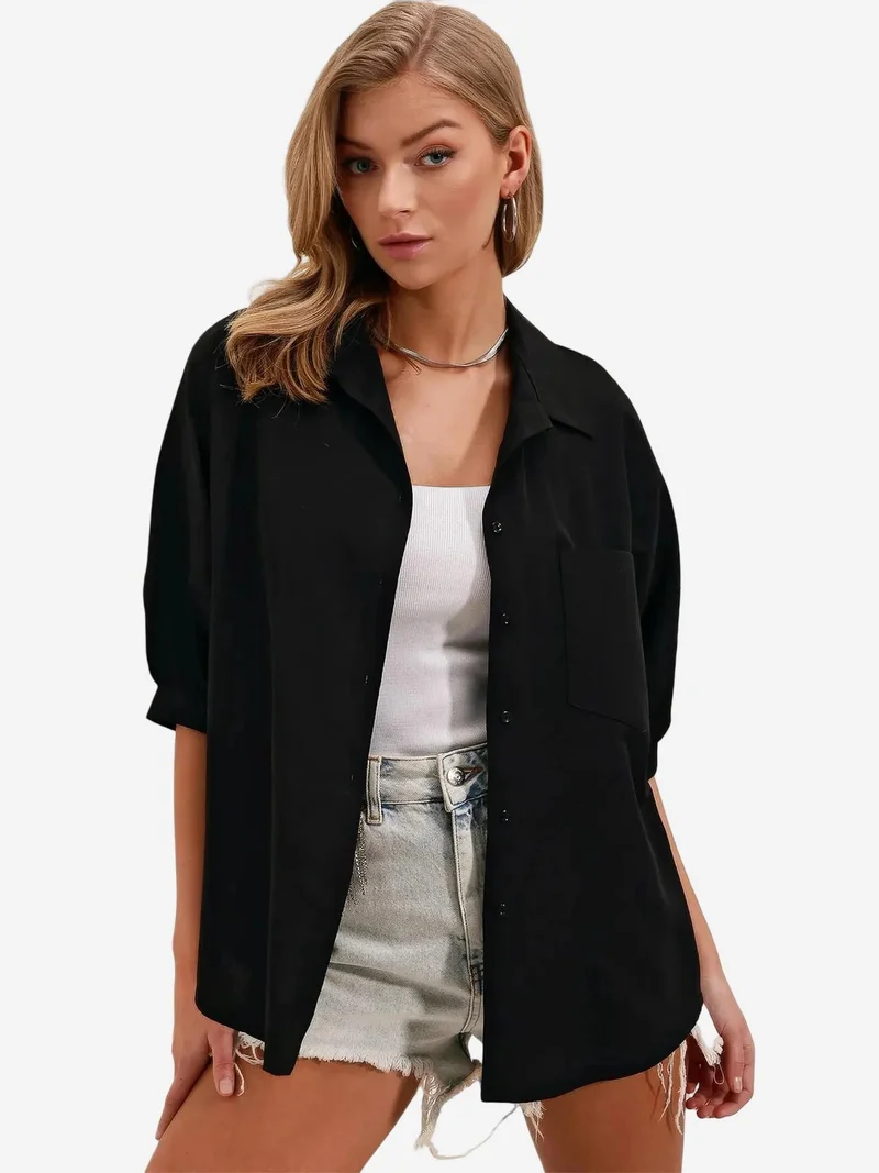 بيغ دارت قميص بوبلين بقصة فضفاضة وجيب