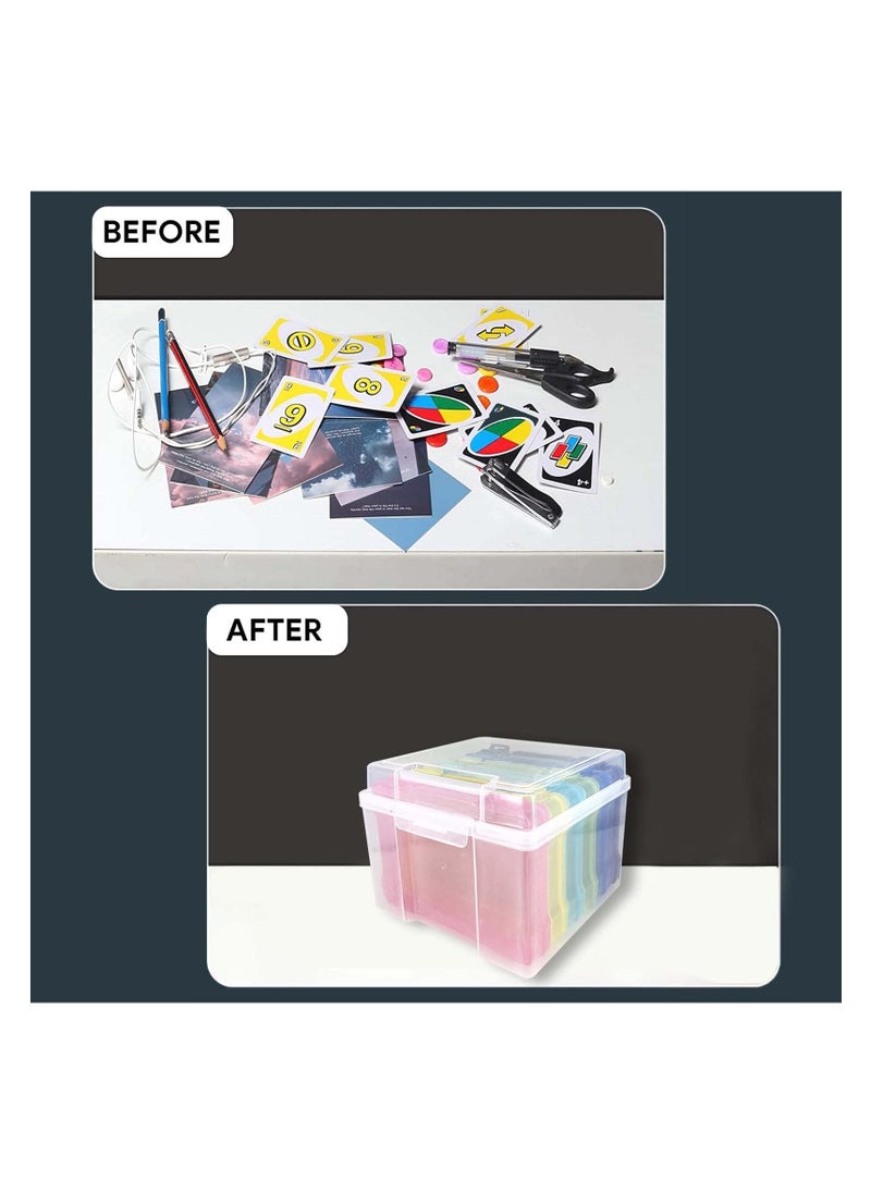 Generic Clear Photo Storage Box, Card Organizer with 6 Inner Storage Cases for Birthday Get Well Cards Photos, Crafts, Scrapbooking, Paper, Stickers, Tools Container Box  - Image 4