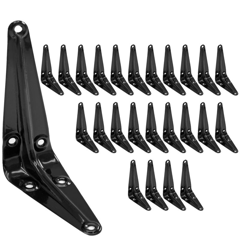 PHITUODA 24 Pack Black Iron 4 x 3 Inch Heavy Duty Wall Mount Shelf Brackets - Image 2