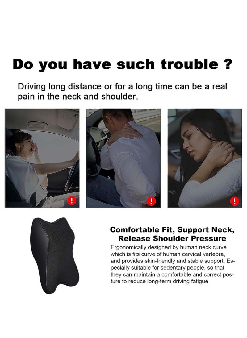 Arabest Car Seat Headrest Neck Pillow, 100% Memory Foam and Breathable Car Neck Rest Cushion, Ergonomic Design Car Headrest Pillow, Softness Car Neck Support Pillow for Neck Pain Relief (Black 2pcs)  - Image 3