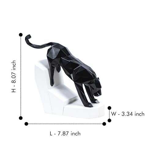 Artarium Resin Modern Geometric Leaping Jaguar Figurine Panther Geometrical Statue Leopard Modern Art Fengshui Figurine Home Interior Decor Showpiece (Leaping Jaguar White) - Image 4