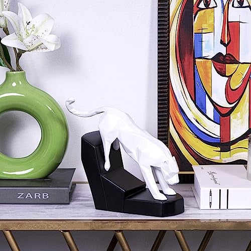 Artarium Resin Modern Geometric Leaping Jaguar Figurine Panther Geometrical Statue Leopard Modern Art Fengshui Figurine Home Interior Decor Showpiece (Leaping Jaguar White) - Image 3