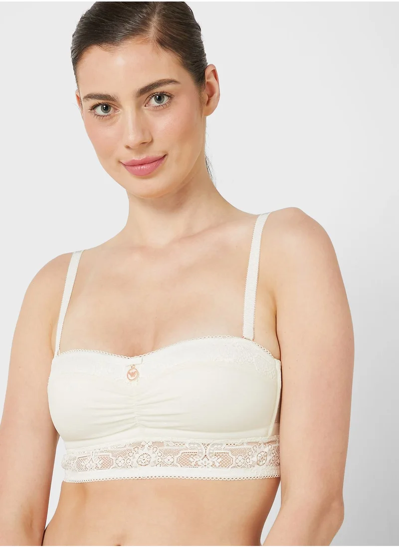 EMPORIO ARMANI Lace Trim Button Detail Bra
