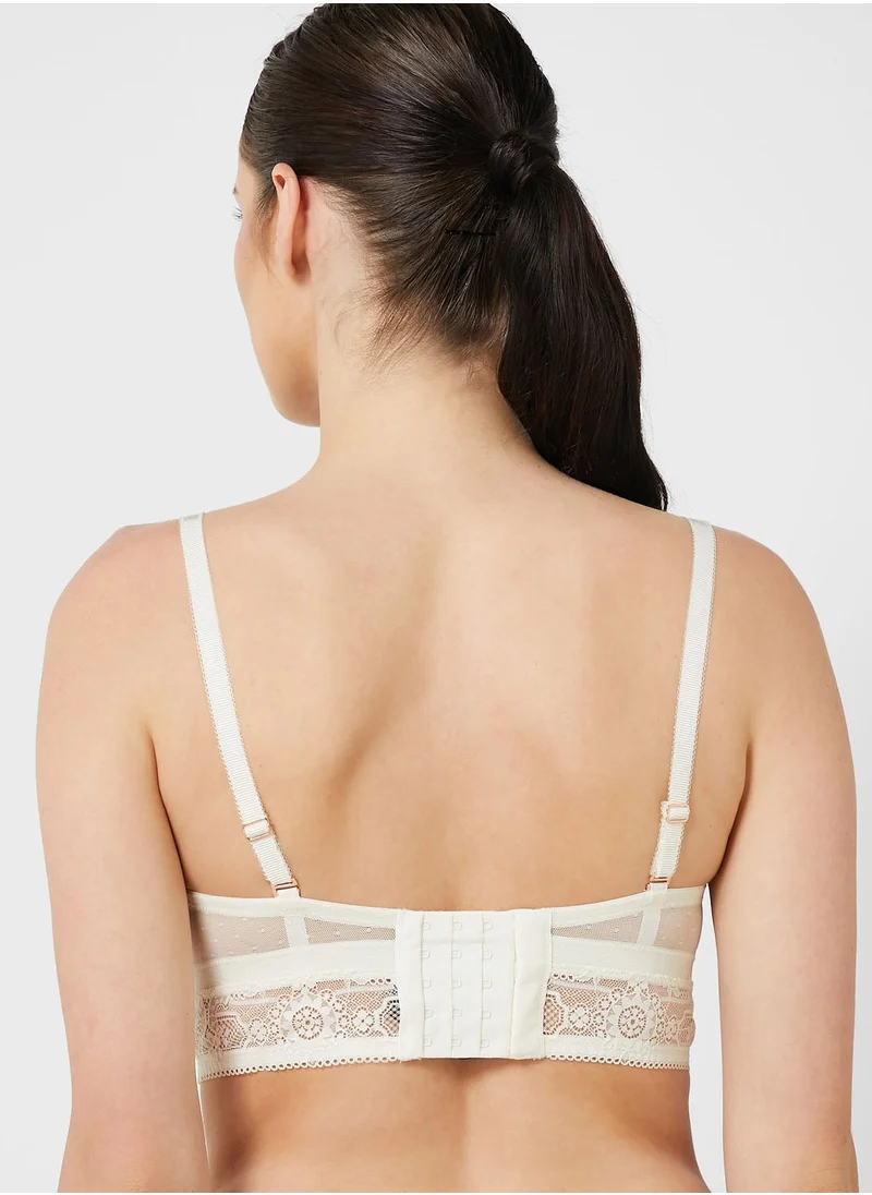 EMPORIO ARMANI Lace Trim Button Detail Bra