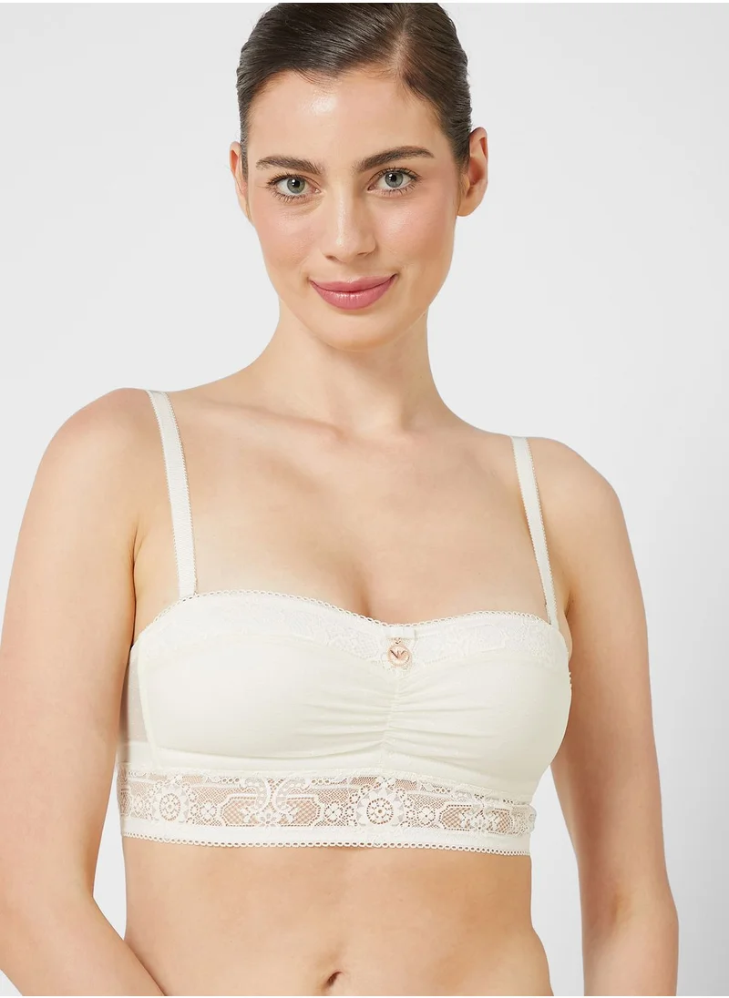EMPORIO ARMANI Lace Trim Button Detail Bra