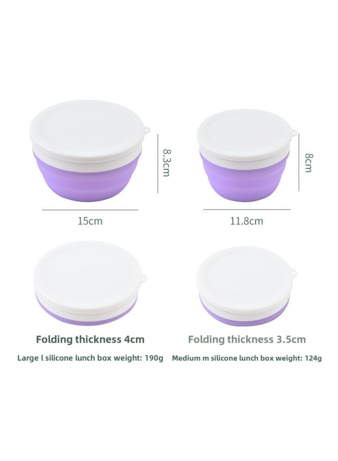 Wholesale Silicone Portable Folding Bowl Three-piece Travel Compression Lunch Box Folding Water Cup Tableware Lunch Supplies-Specifications:Nordic Blue  - Image 4