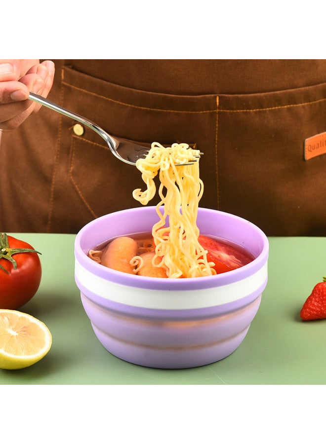 Wholesale Silicone Portable Folding Bowl Three-piece Travel Compression Lunch Box Folding Water Cup Tableware Lunch Supplies-Specifications:Nordic Blue  - Image 5