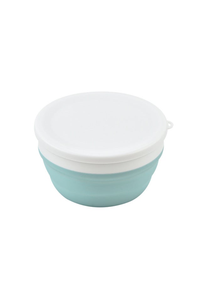 Wholesale Silicone Portable Folding Bowl Three-piece Travel Compression Lunch Box Folding Water Cup Tableware Lunch Supplies-Specifications:Nordic Blue  - Image 1